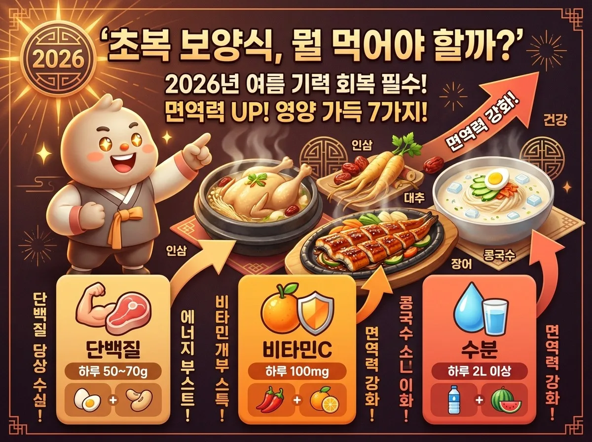 초복 보양식 추천, 2026년 여름 기력 회복 필수 음식 7가지