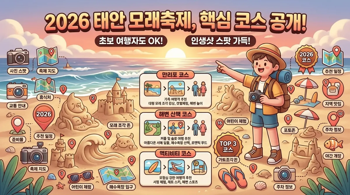 2026 충남 태안 모래조각축제, 초보 여행자를 위한 바다 코스 3선