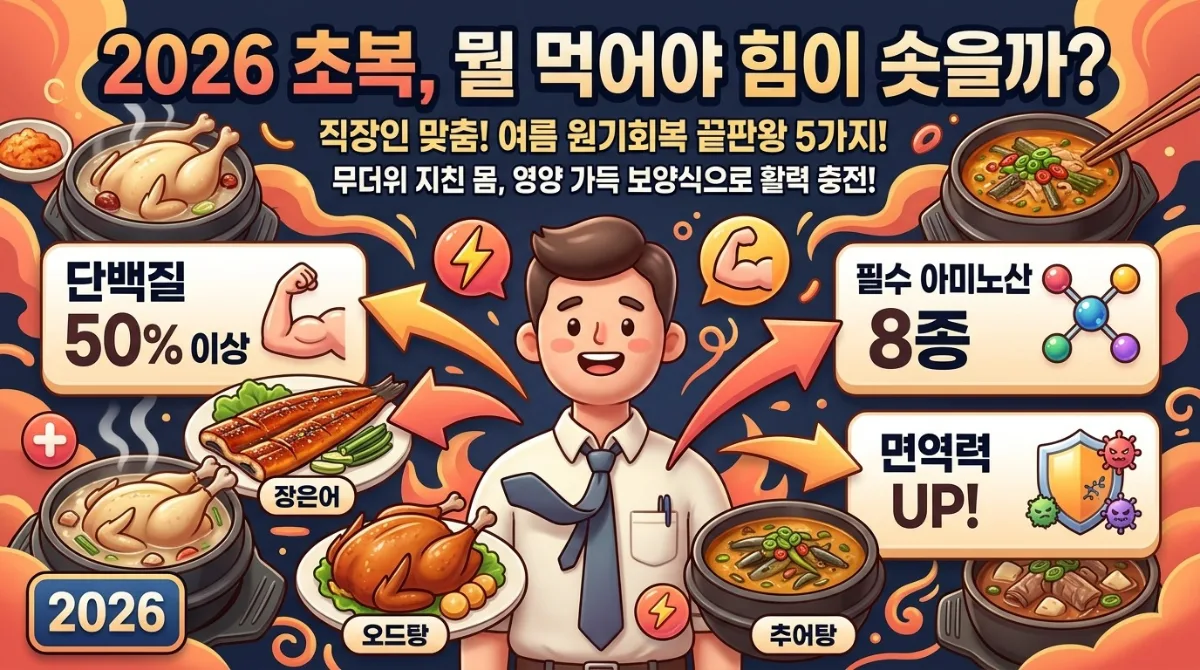 2026년 초복, 꼭 먹어야 할 보양 음식 5가지와 효능 (직장인 맞춤 가이드)