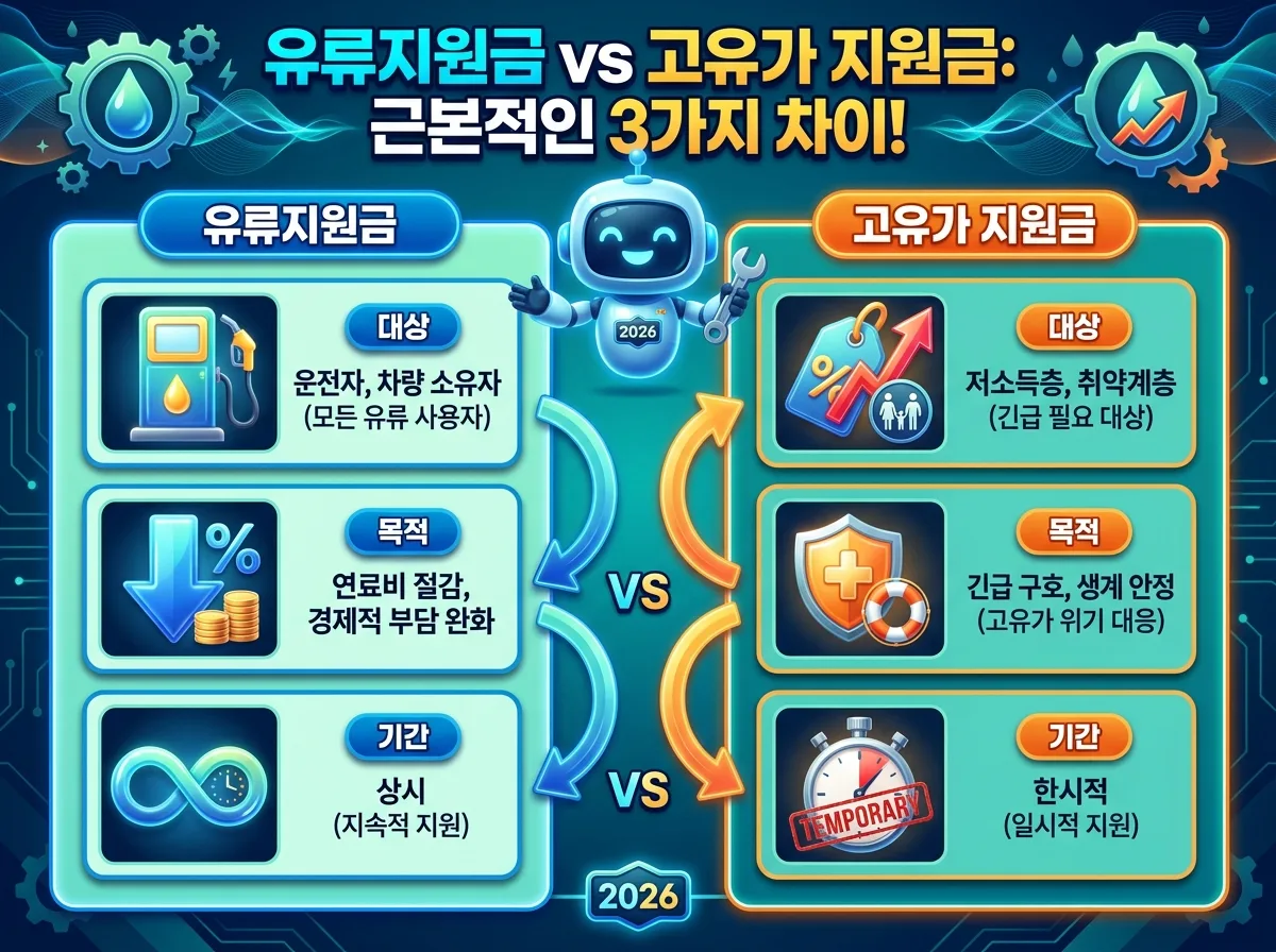 2026년 유류지원금을 신청하기 전에 반드시 확인해야 할 5가지 주요 체크리스트를 순서대로 안내하는 시각화된 정보 포스터입니다.