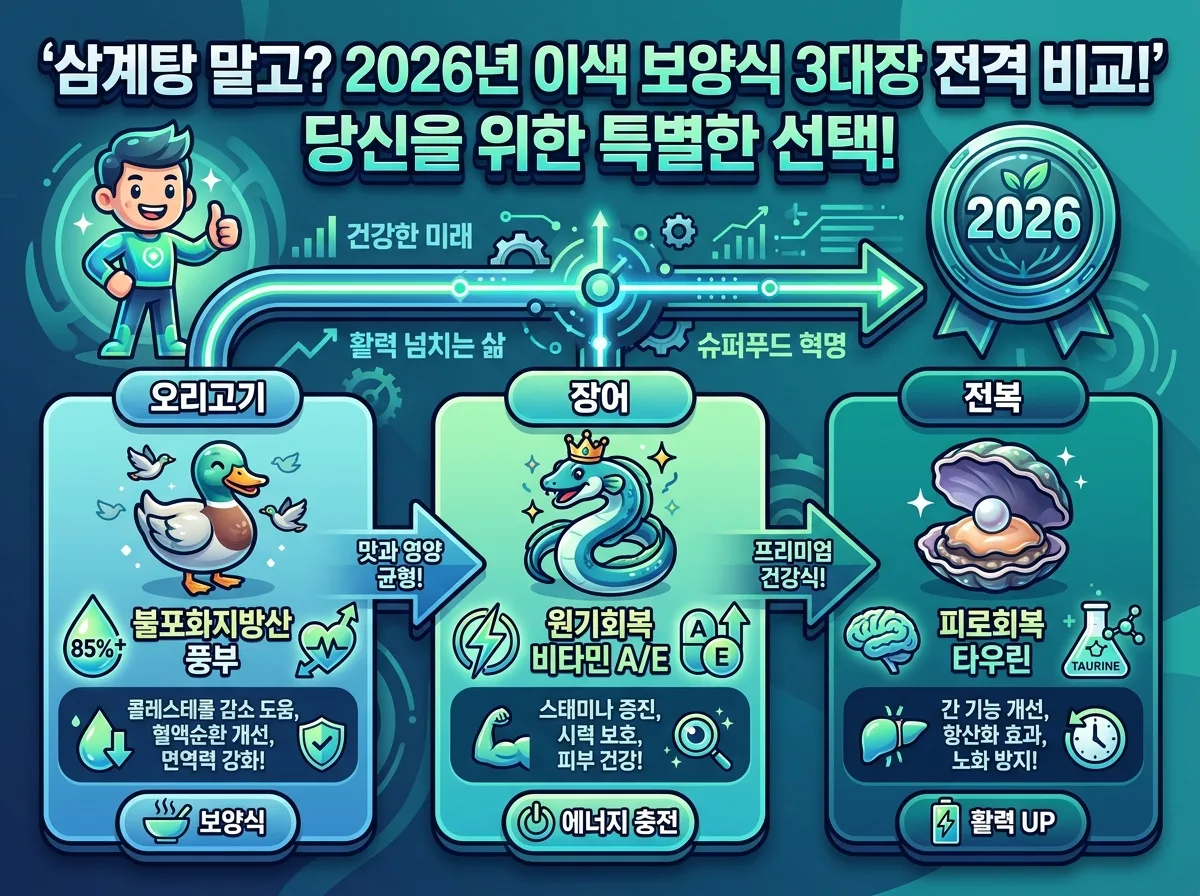 2026년 여름 보양식 선택 시 흔히 저지르는 오해 세 가지를 짚어보고, 개인의 건강과 체질에 맞는 현명한 보양식 선택의 진실을 알려주는 인포그래픽입니다.