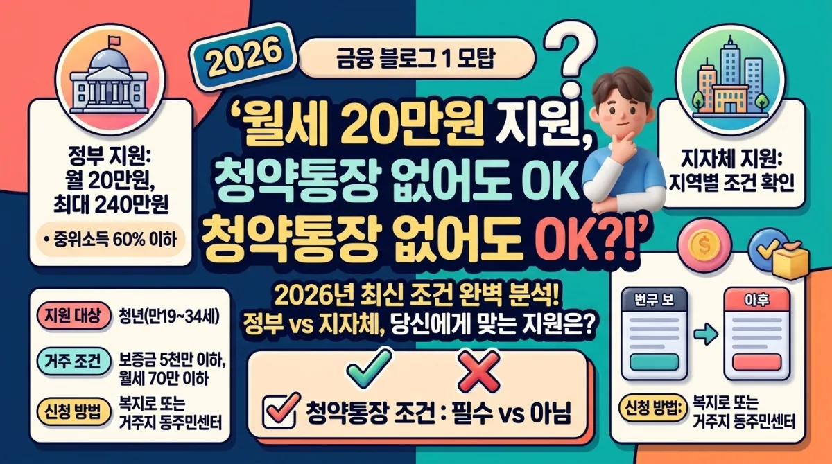 청년월세지원 청약통장 폐지 오해와 2026년 지역별 20만원 신청 조건