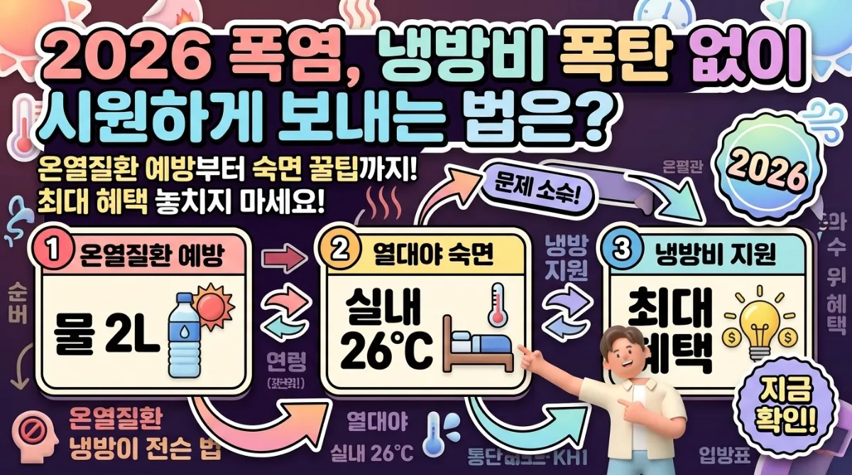 2026 폭염 대비 건강관리와 열대야 숙면법, 냉방비 지원 혜택 3가지
