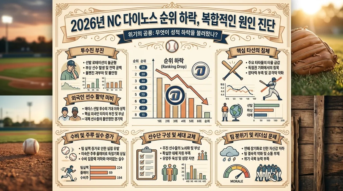 NC 다이노스 2026년 순위 하락, 3가지 핵심 원인과 반전 가능성 진단 이미지 2