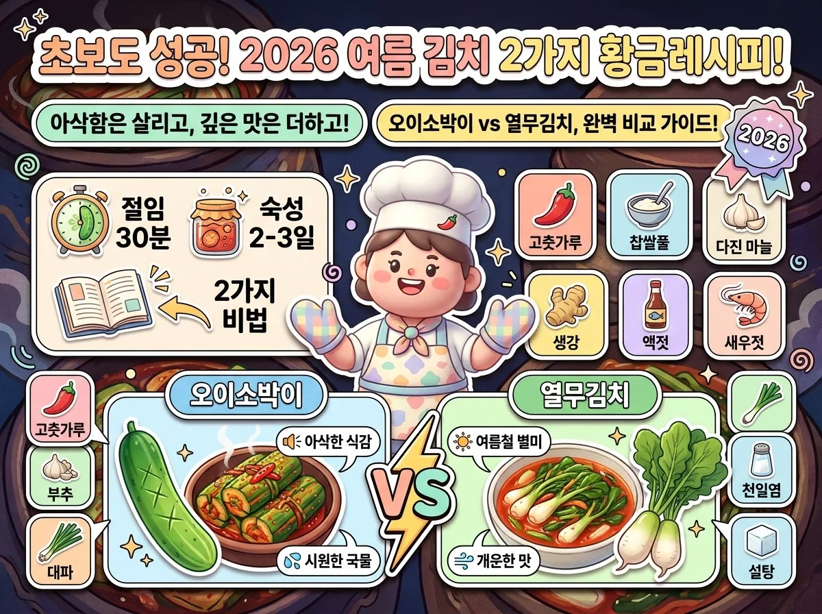 2026년 여름 김치: 초보도 쉬운 오이소박이 열무김치 2가지 비법