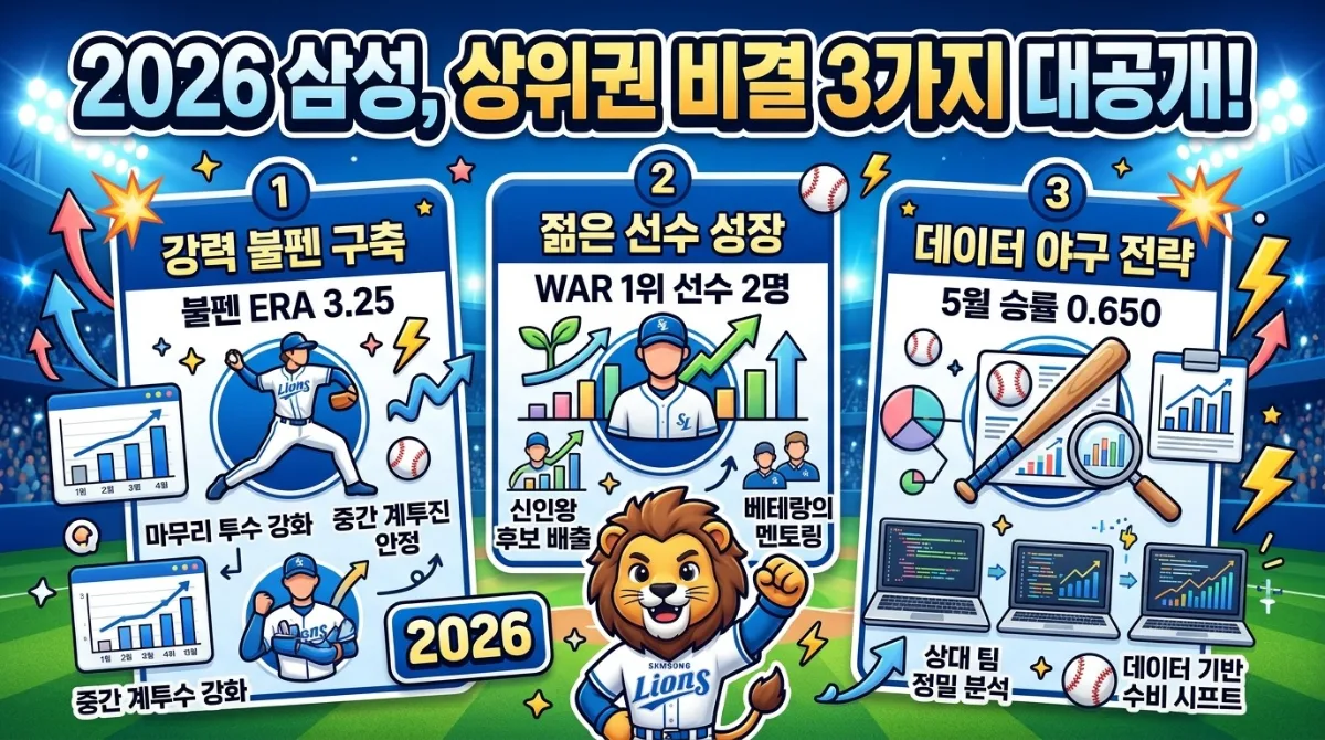 삼성 라이온즈 2026년 상위권 도약, 핵심 비결 3가지와 전략은?