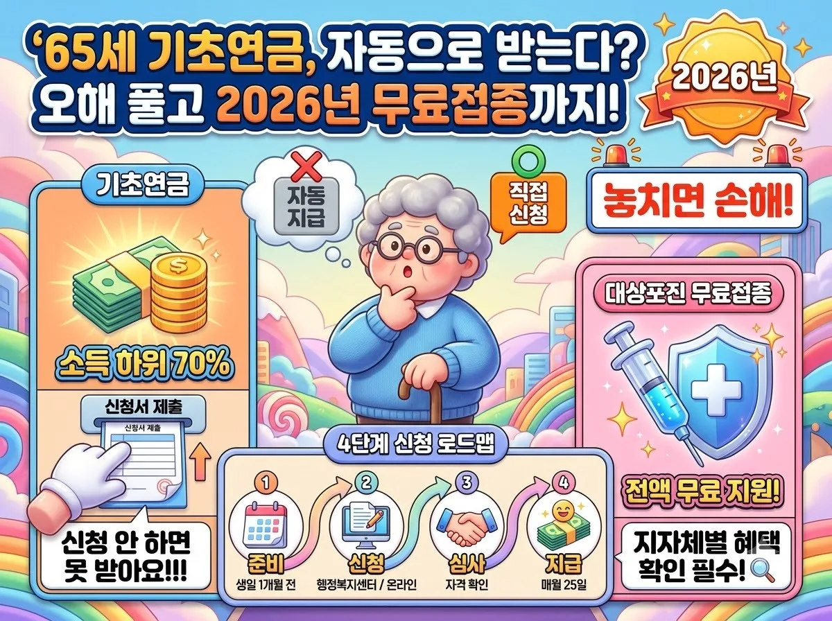 65세 기초연금 자동 지급 오해와 2026년 대상포진 무료접종 신청법