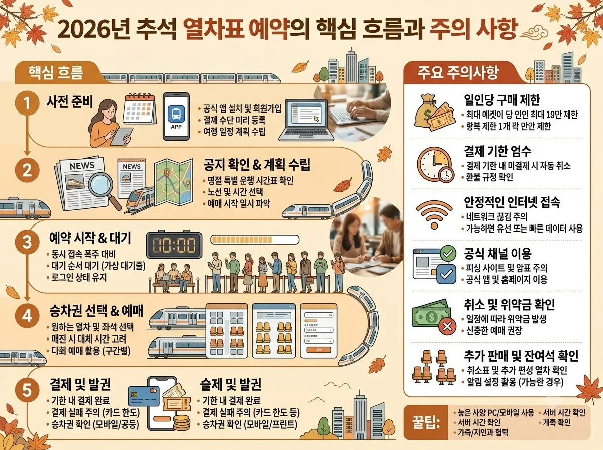 2026년 추석 열차표 예약 일정, 노선별 주의점과 성공 전략 이미지 1