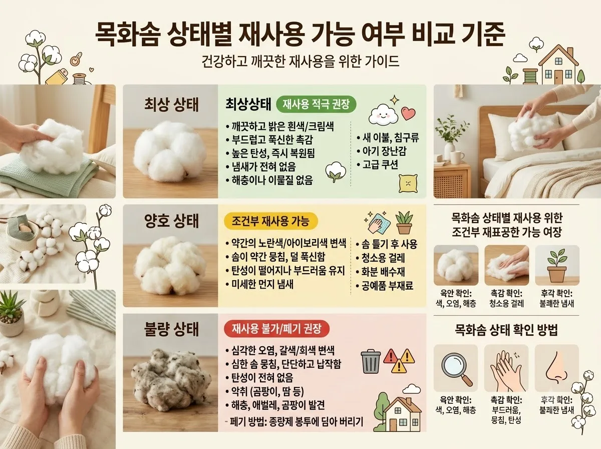 목화솜 재사용 가능한 조건 4가지와 2026년 솜틀기 시기 판단법 이미지 2