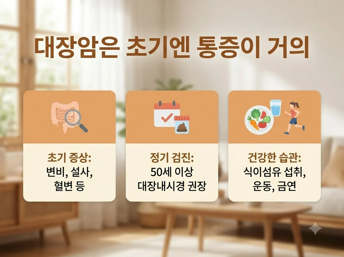 대장암 초기 증상 5가지, 통증 없어도 꼭 확인해야 할 신호