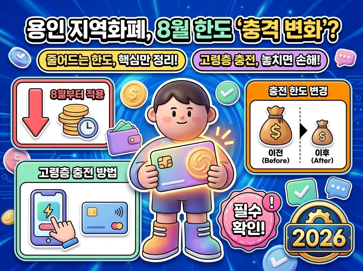 용인 지역화폐 8월부터 충전 한도 줄어드나요? 고령층은 충전 어떻게 해야 하나요?