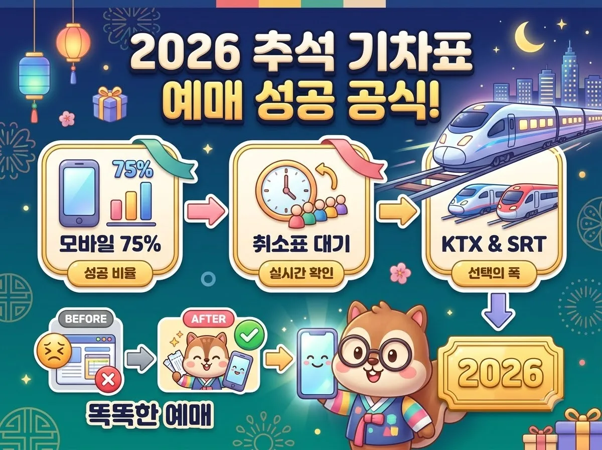 추석 기차표 원하는 좌석 확보를 위한 2026년 예매 성공 공식