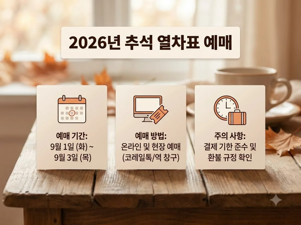 추석 열차표 예매 2026년 성공 전략, 당일 실수 피하는 필수 정보
