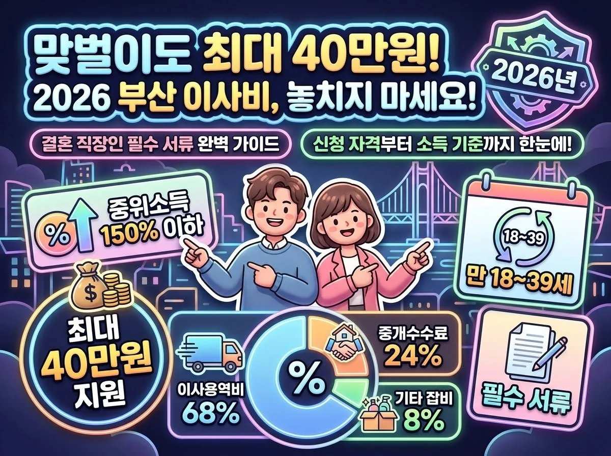 부산청년 이사비 지원 2026년 신청 자격과 맞벌이 직장인 필수 서류