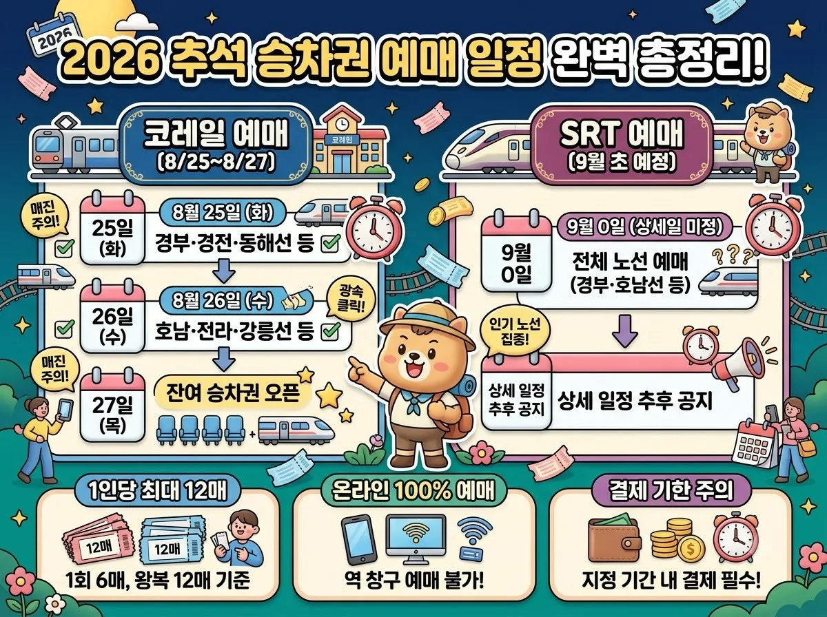 2026 추석 기차표 노선별 예매 일정과 실패 없는 성공 꿀팁 이미지 1