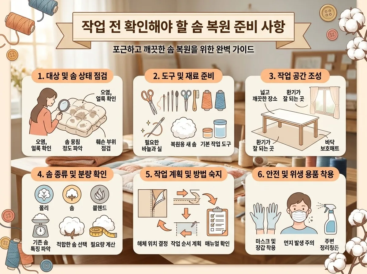 솜이 뭉치고 꺼졌을 때 복원하는 3가지 방법과 2026년 관리 주의점 이미지 1