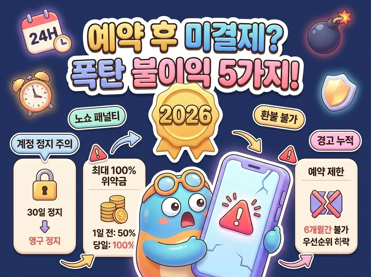 예약 성공 후 결제하지 않으면? 2026년 불이익과 주의점 5가지