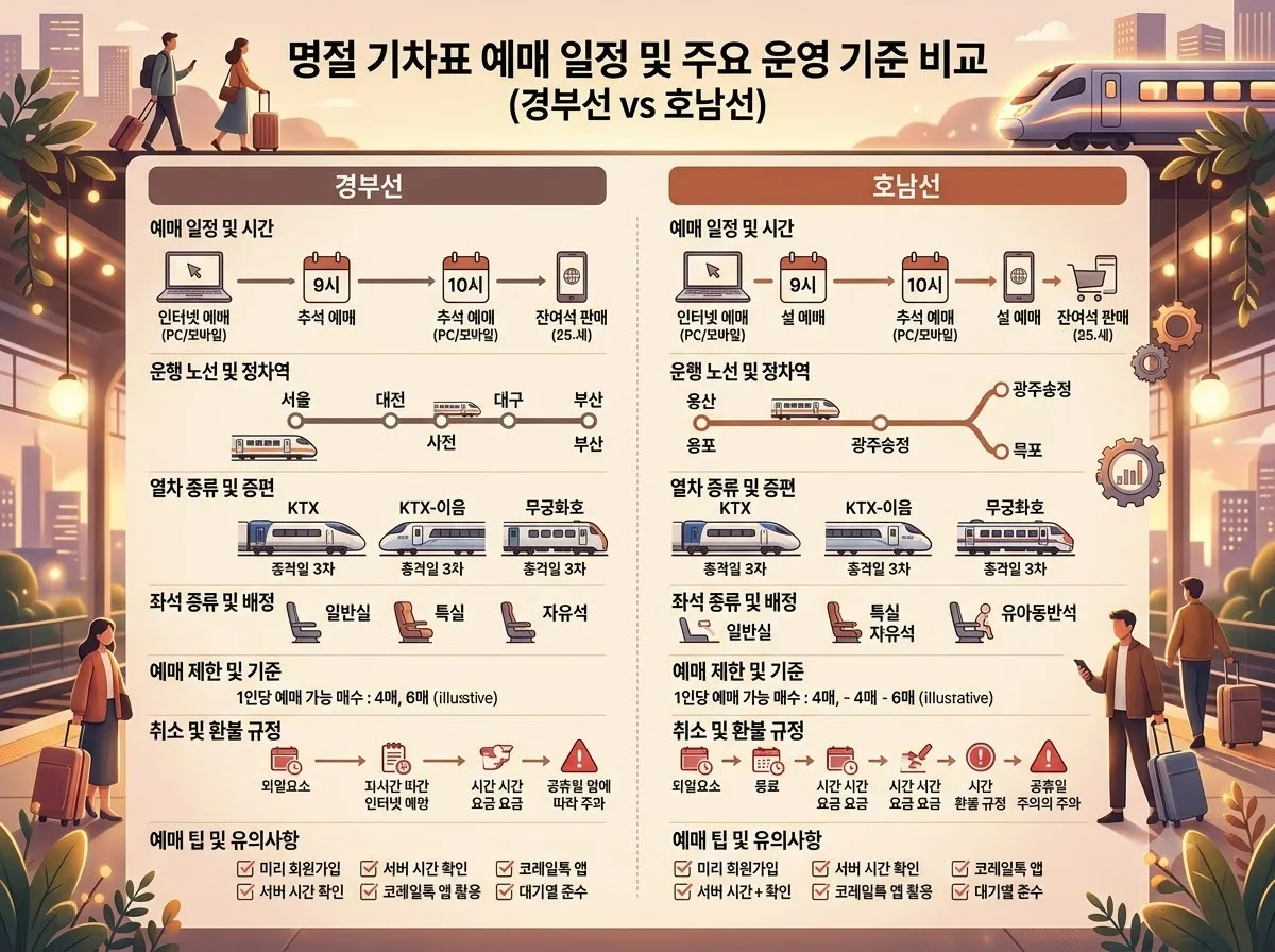 경부선 호남선 명절 승차권 예매 일정 비교와 2026년 필수 주의점 이미지 1