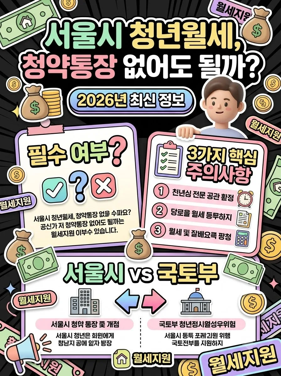 2026년 서울시 청년월세지원 청약통장 필수 여부와 신청 전 주의사항 3가지