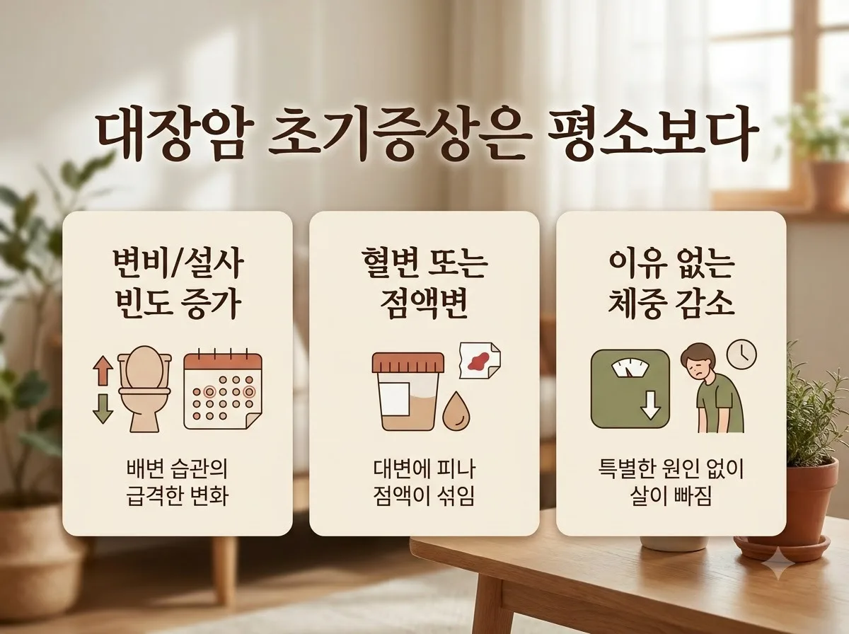 대장암 초기증상 5가지, 화장실 배변 습관 변화와 주의할 점