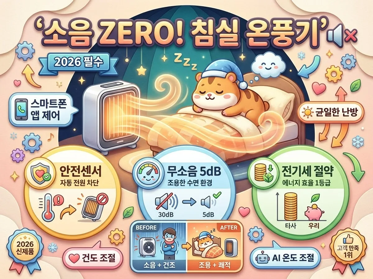 소음 없는 침실용 온풍기 선택법, 2026년 겨울 수면 지키는 핵심 기준