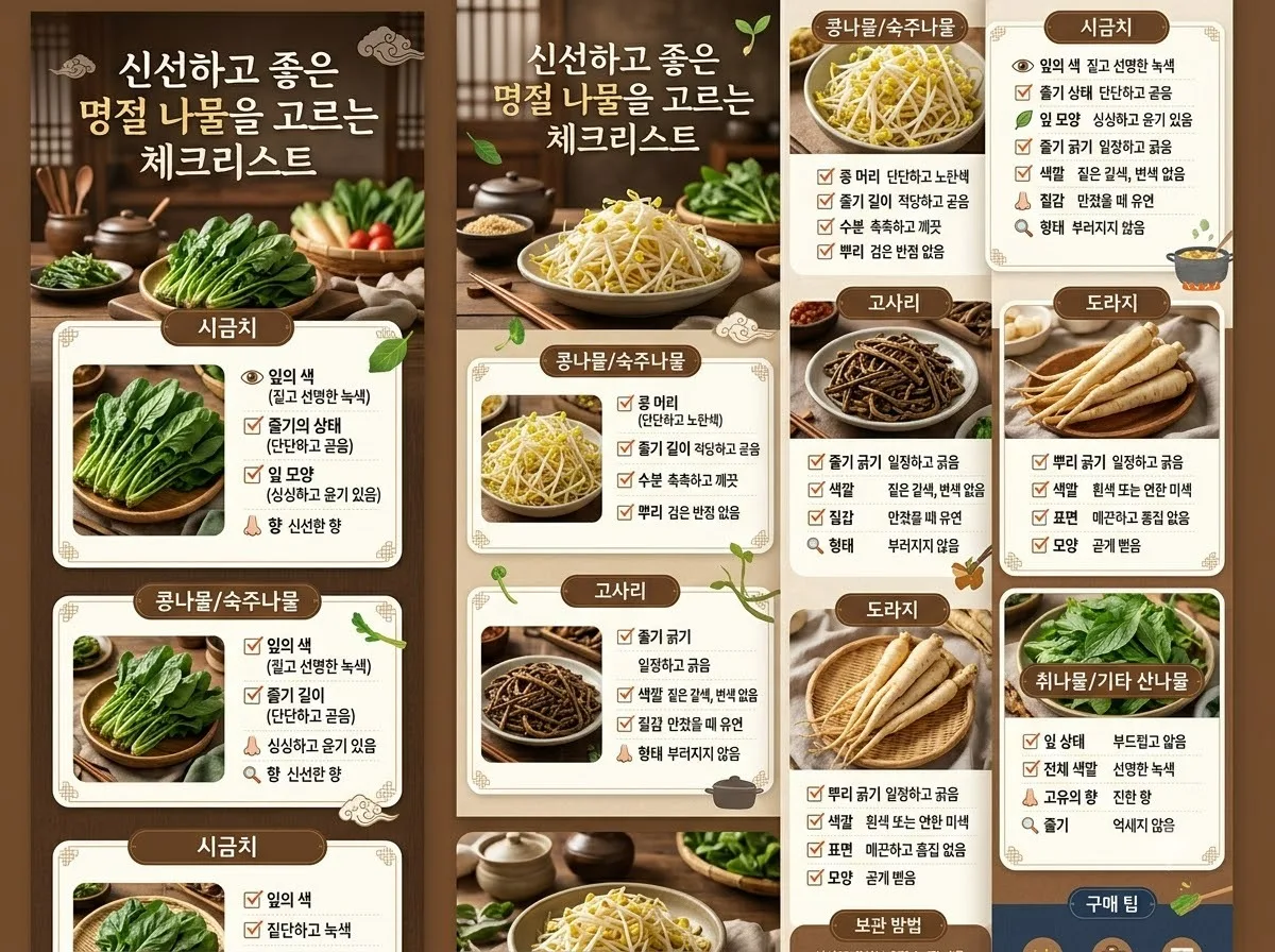 나물 종류 총정리, 2026년 명절 차례상에 올리는 필수 3색 나물 준비법 이미지 2