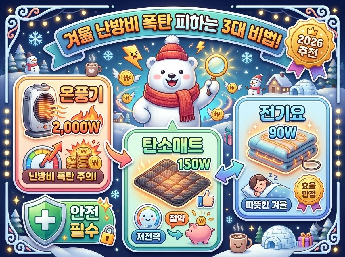 겨울 난방용품 추천 온풍기 탄소매트 전기요 구매 시 3가지 주의점