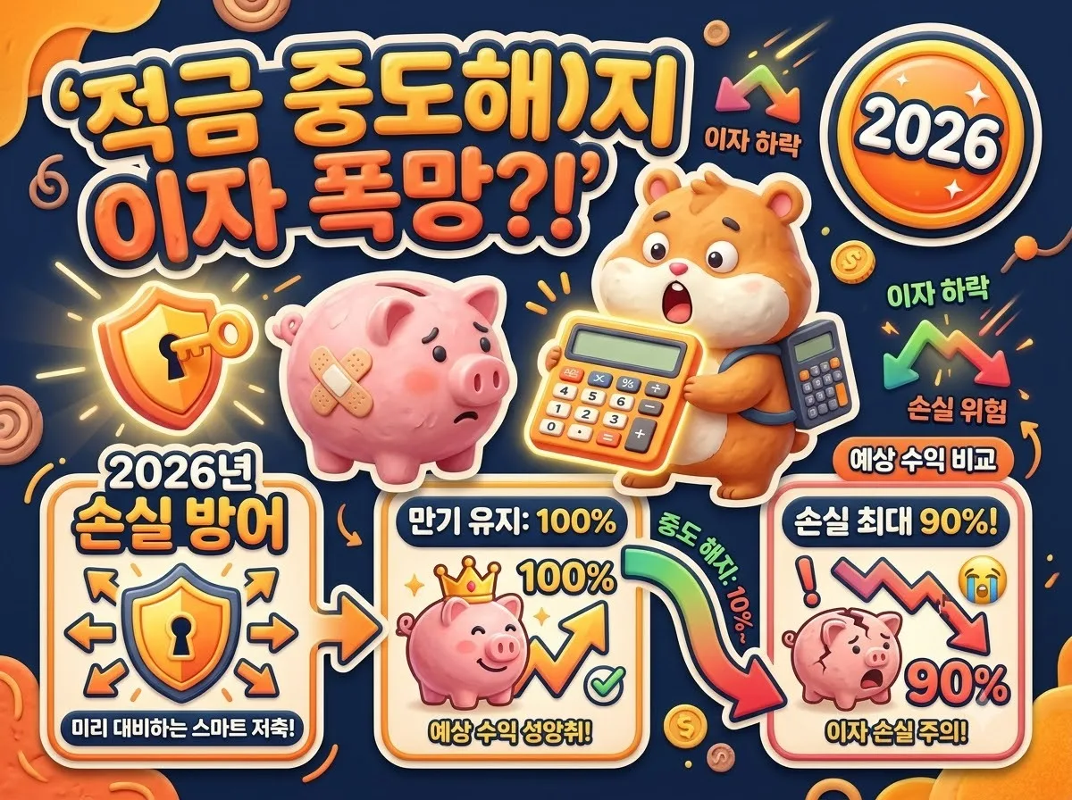 적금 만기 전 중도해지 손해 계산법: 2026년 이자 손실 줄이는 3가지 방법
