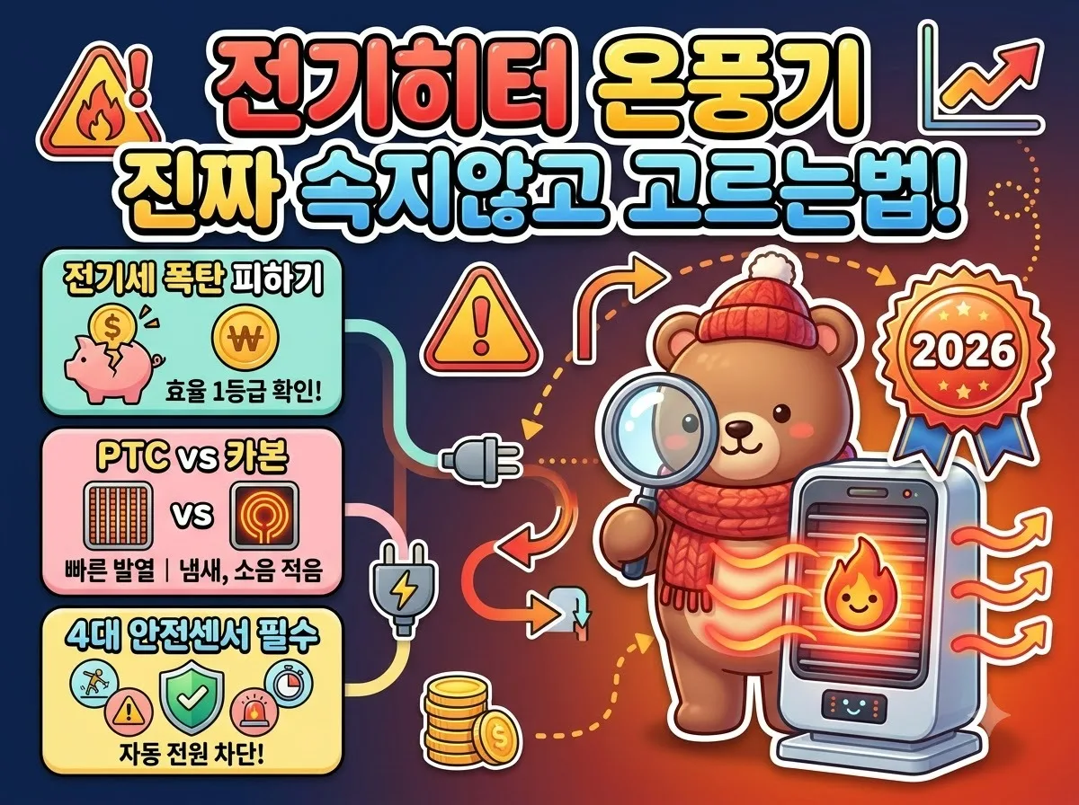 전기히터 추천 및 가정용 온풍기 오해 없는 3가지 선택법(2026)