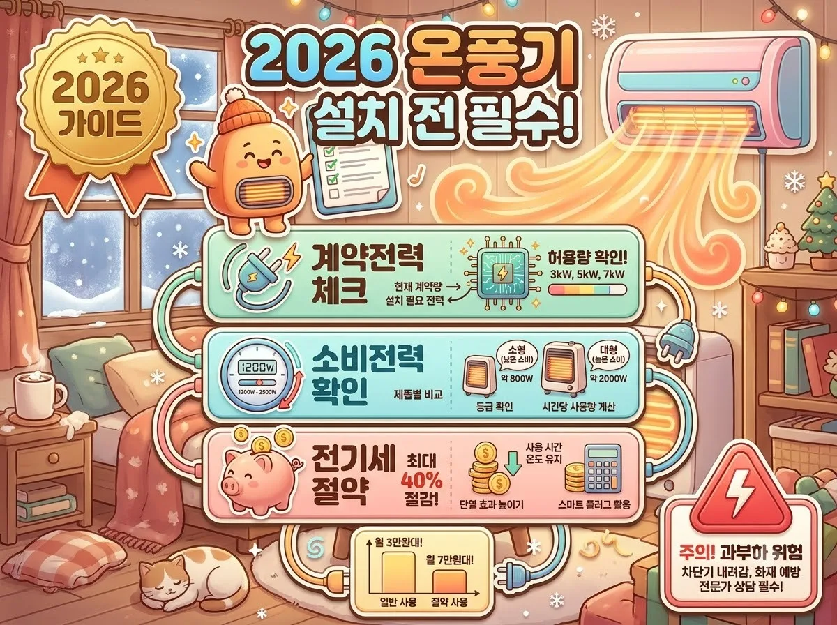 벽걸이 온풍기 설치 전 3가지 필수 체크, 2026년 전기세 폭탄 피하는 방법
