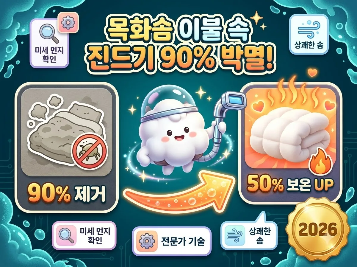 목화솜 이불 진드기 제거 방법, 세계이불 솜틀집 복원 공정 3단계