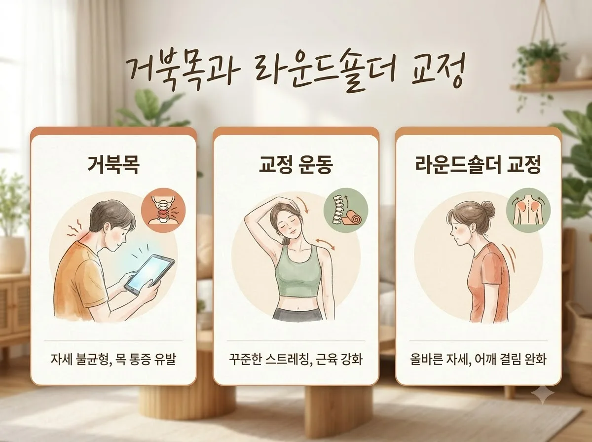 거북목 교정 운동과 라운드숄더 스트레칭 90%가 실수하는 3가지와 예방법
