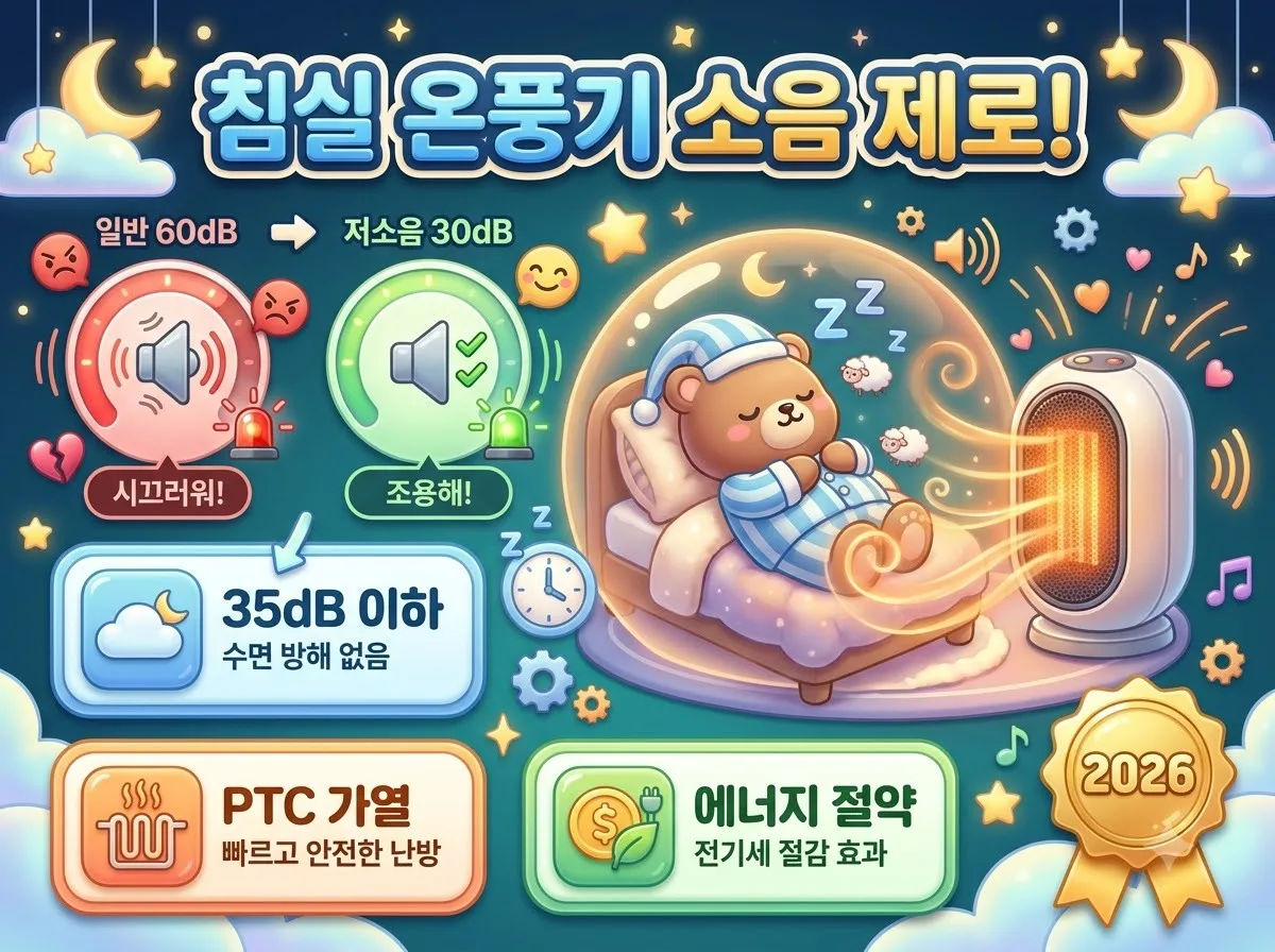 침실용 온풍기 소음 없이 고르는 법, 2026년 겨울 숙면을 위한 3가지 필수 체크