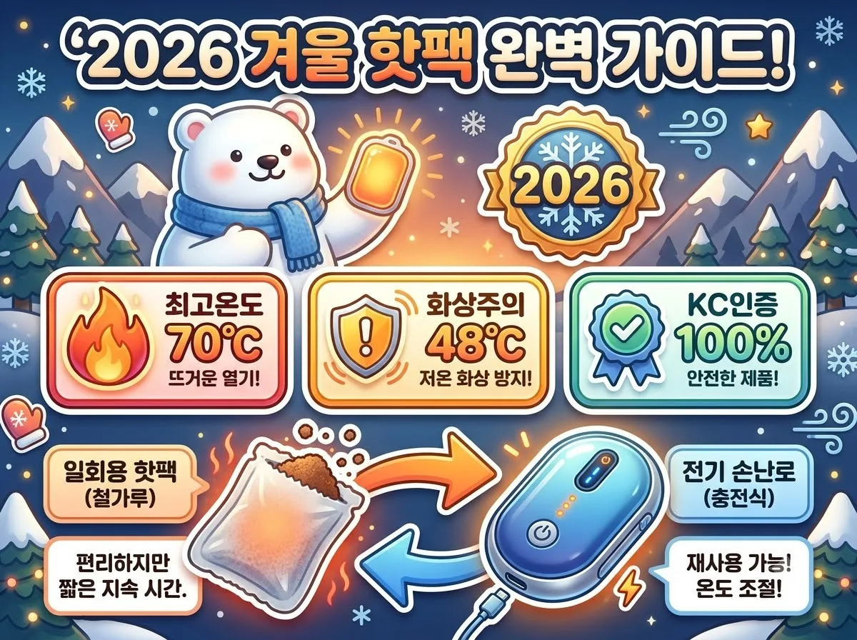 핫팩 추천 2026년 겨울철 야외활동 손난로 종류와 구매 팁