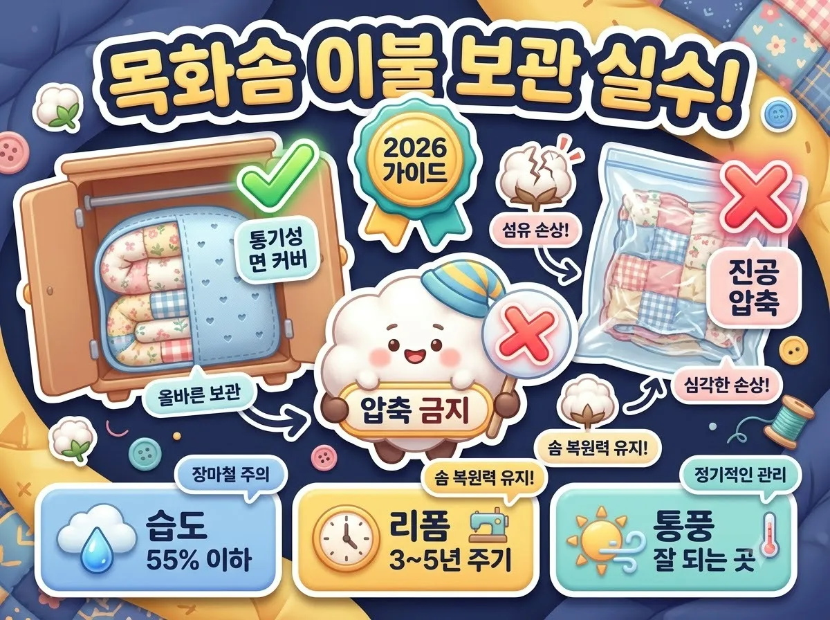 솜틀집 리폼 목화솜 이불 보관할 때 피해야 할 3가지 실수(2026 가이드)