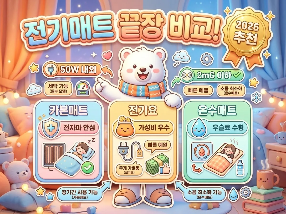 침대용 전기매트 추천 카본 탄소 전기요 2026 비교 선택법