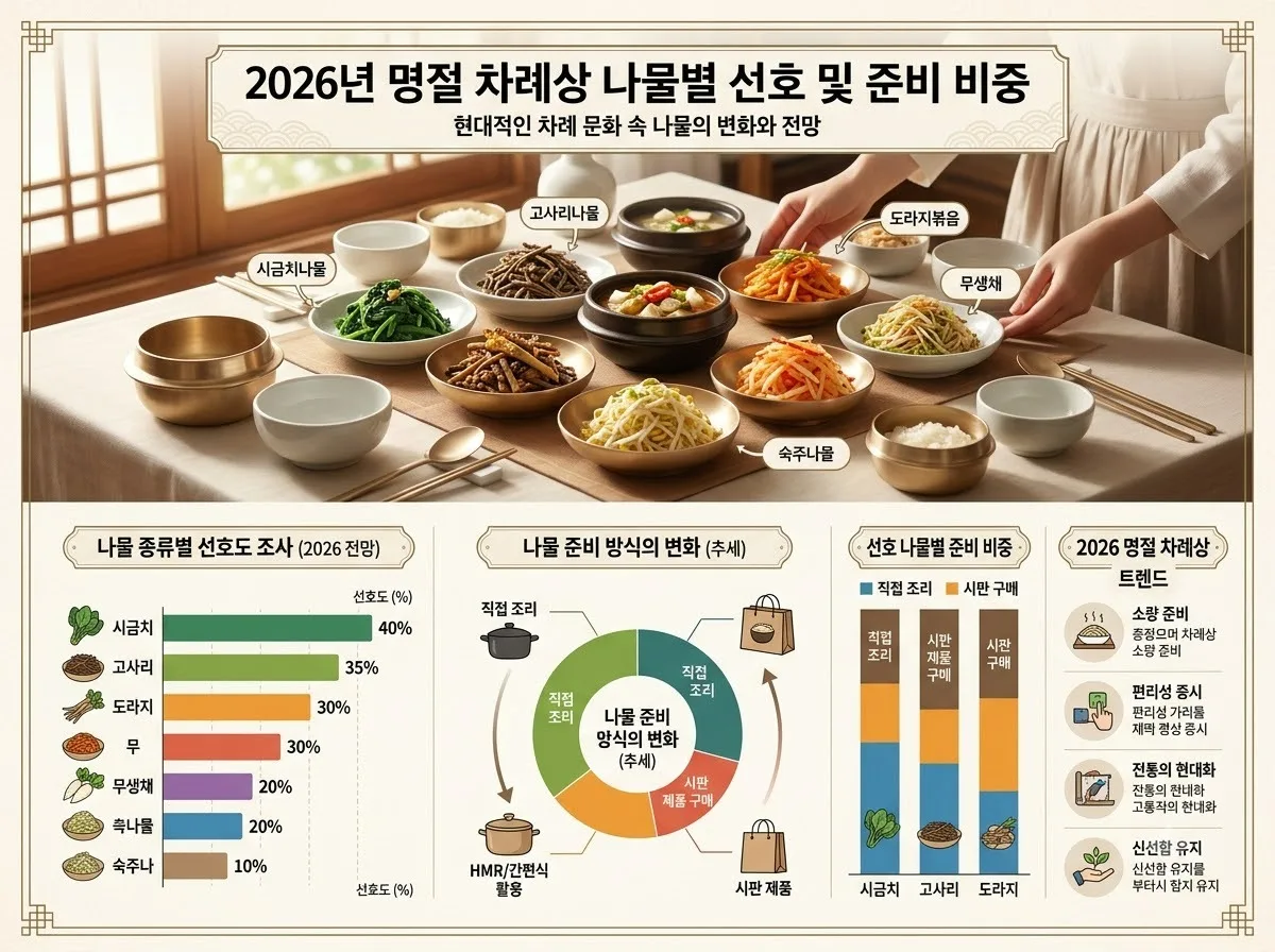 나물 종류 총정리, 2026년 명절 차례상에 올리는 필수 3색 나물 준비법 이미지 1