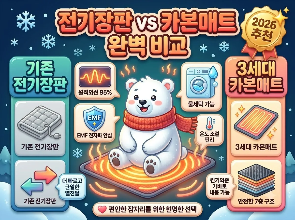 탄소매트 추천 전기장판 전기요 카본매트 차이 2026년 선택 기준
