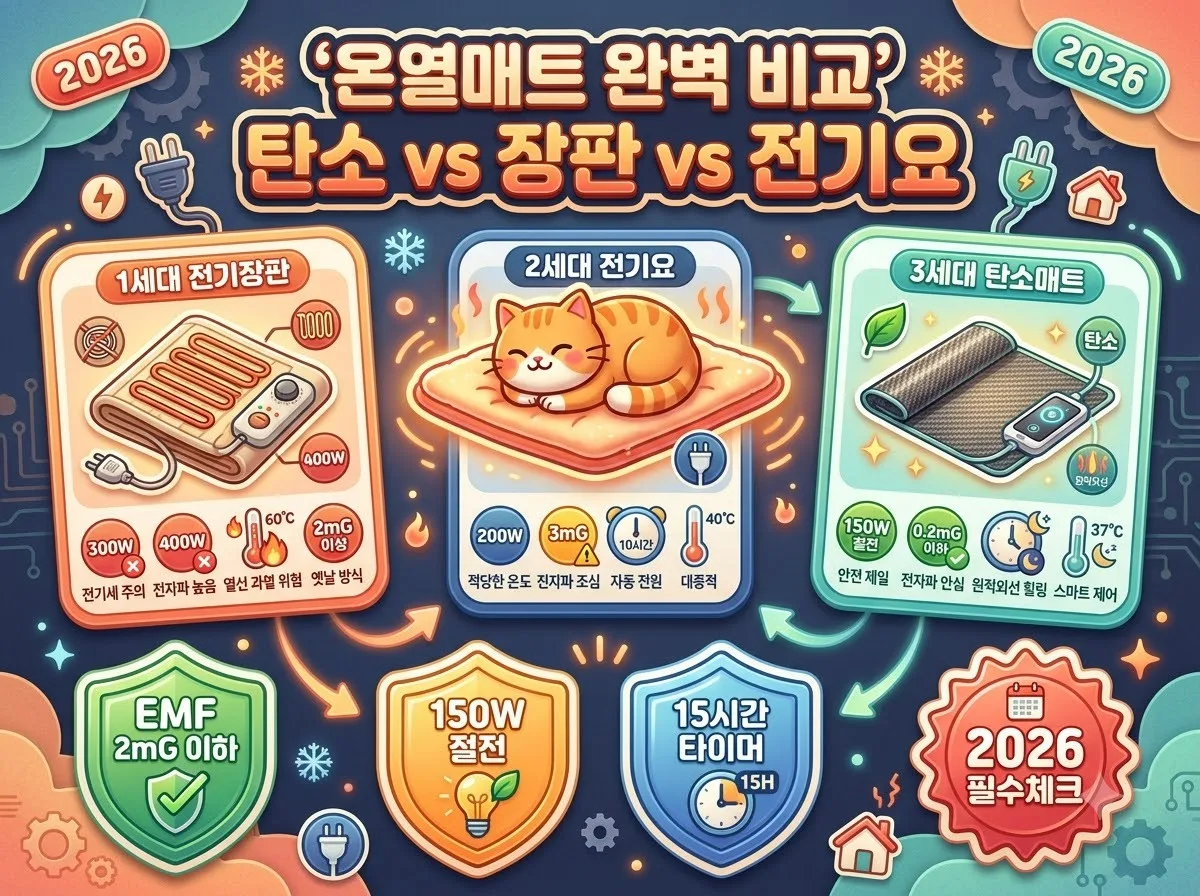 온열매트 고를 때 주의점: 탄소매트 전기장판 전기요 3가지 차이점