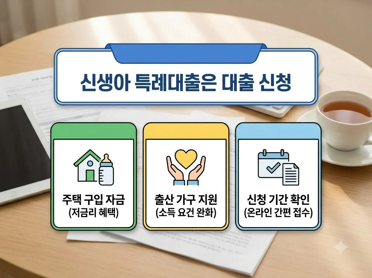 신생아 특례대출 조건 및 소득 기준과 구입 지원 핵심을 요약한 대표 썸네일 이미지