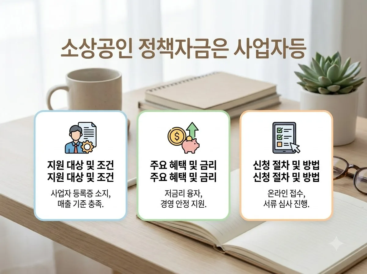 소상공인 정책자금 신청 조건과 지원 유형 3가지 비교 핵심을 요약한 대표 썸네일 이미지