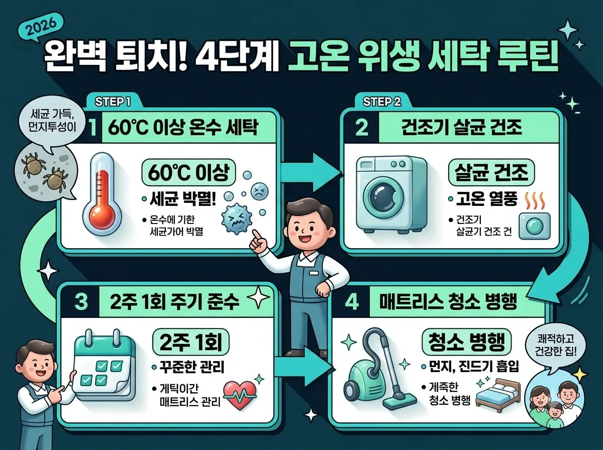 집먼지진드기 퇴치법: 여름 비염 막는 침구 세탁 온도와 주기 이미지 1