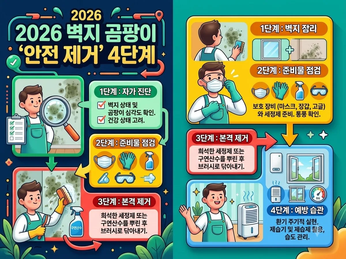 벽지 곰팡이 알레르기 비염 증상, 2026년 꼭 지킬 실내 제거 수칙 이미지 1