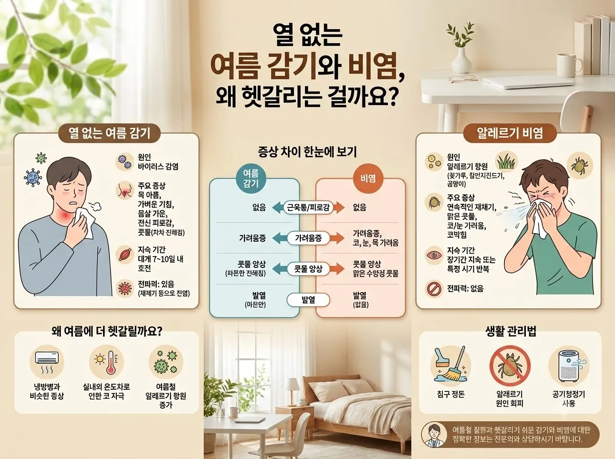 여름 감기 비염 차이점? 열 없는 증상 구별하는 3가지 방법 (2026년) 이미지 2