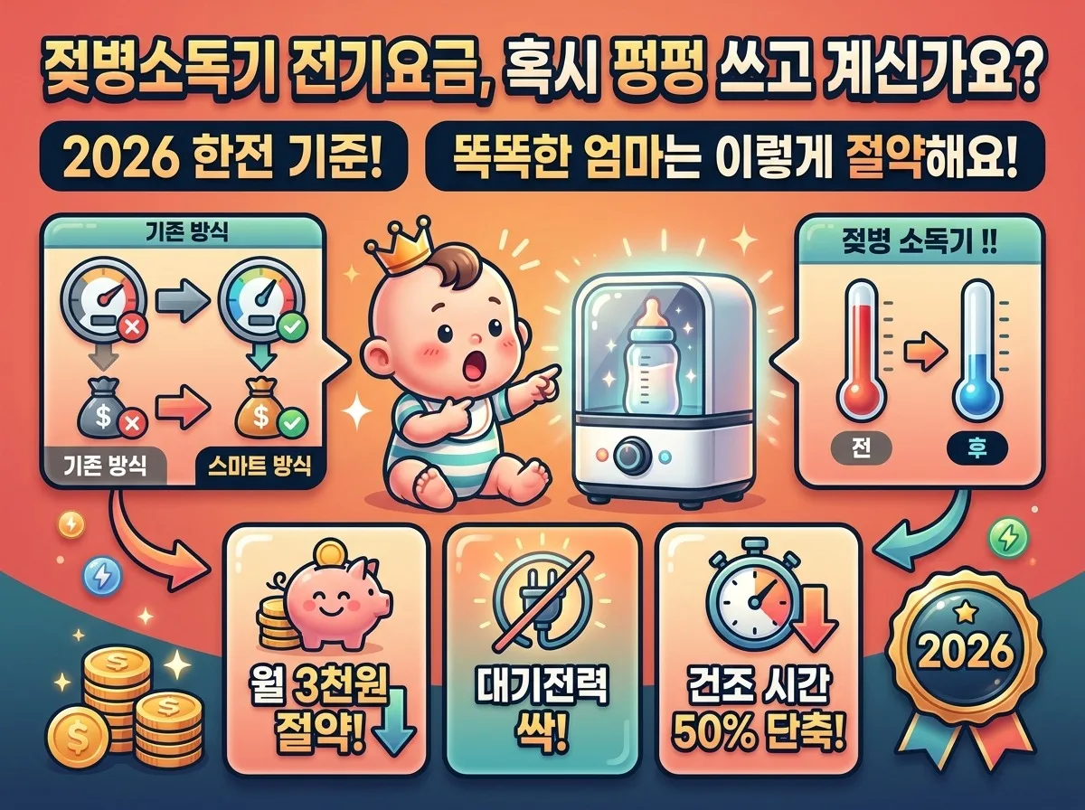 젖병소독기 전기 요금 절약하는 4가지 실천법 (2026 한전 기준)