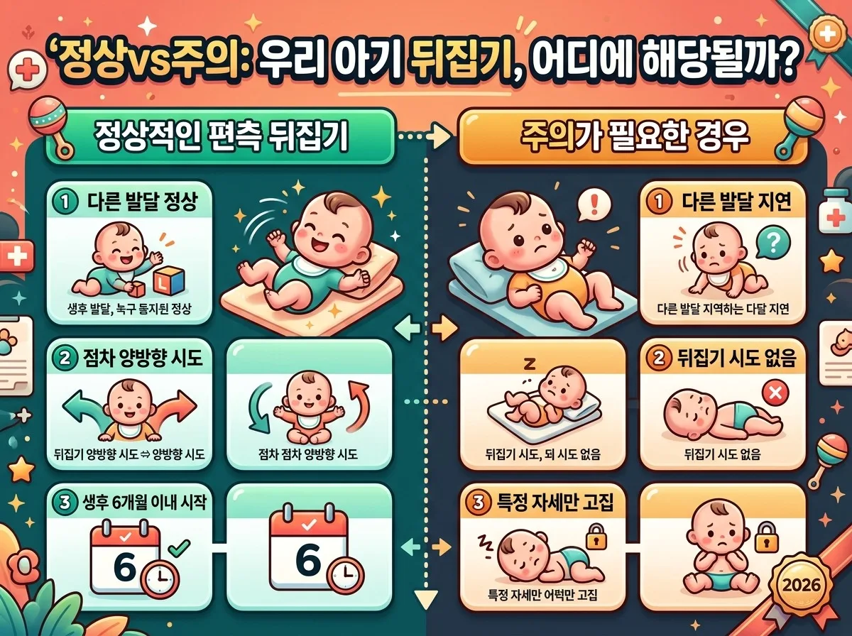 아기 한쪽 방향 뒤집기, 발달 걱정 줄이는 2026년 가이드 이미지 1