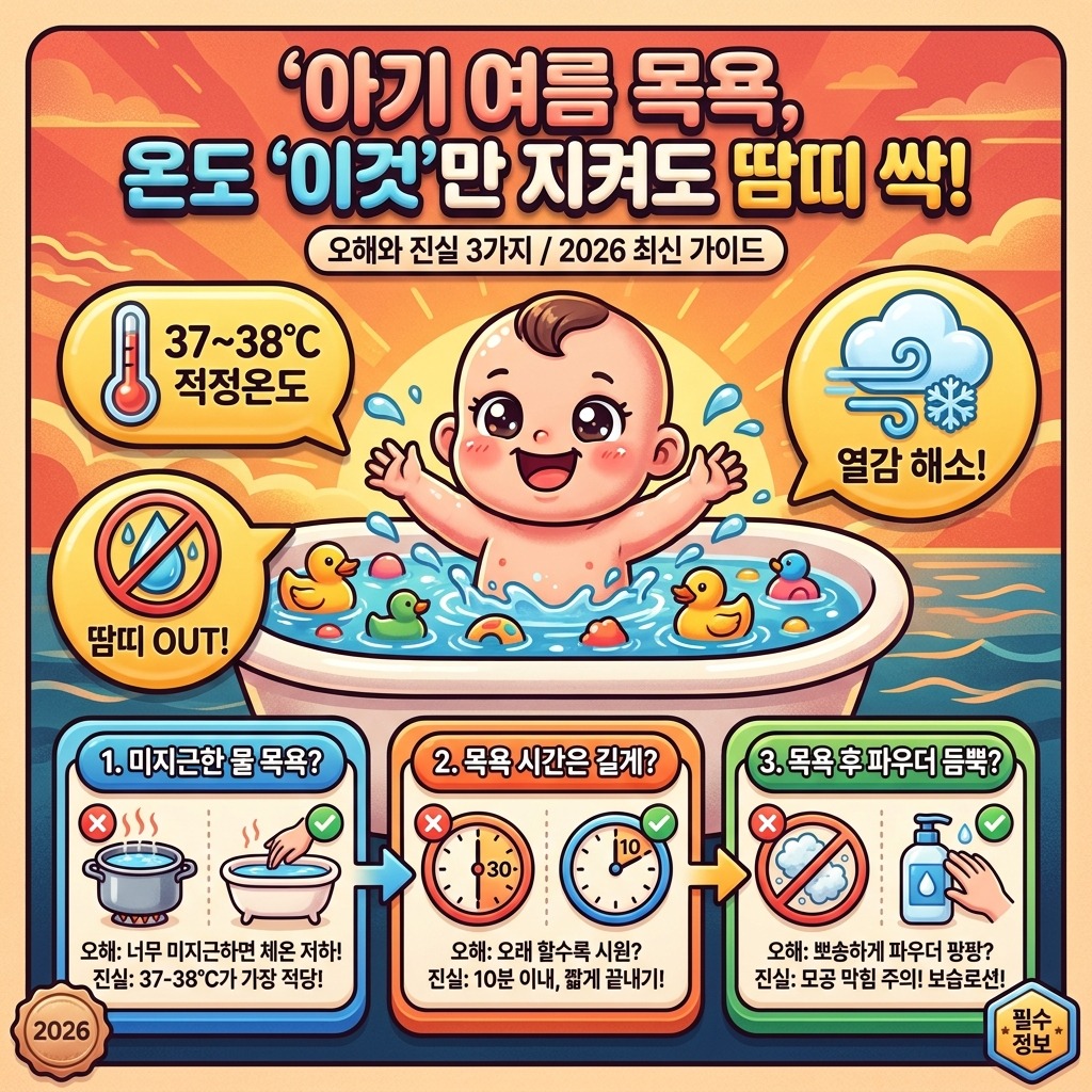 아기 여름철 목욕물 온도, 땀띠·열감 잡는 3가지 오해와 진실 2026