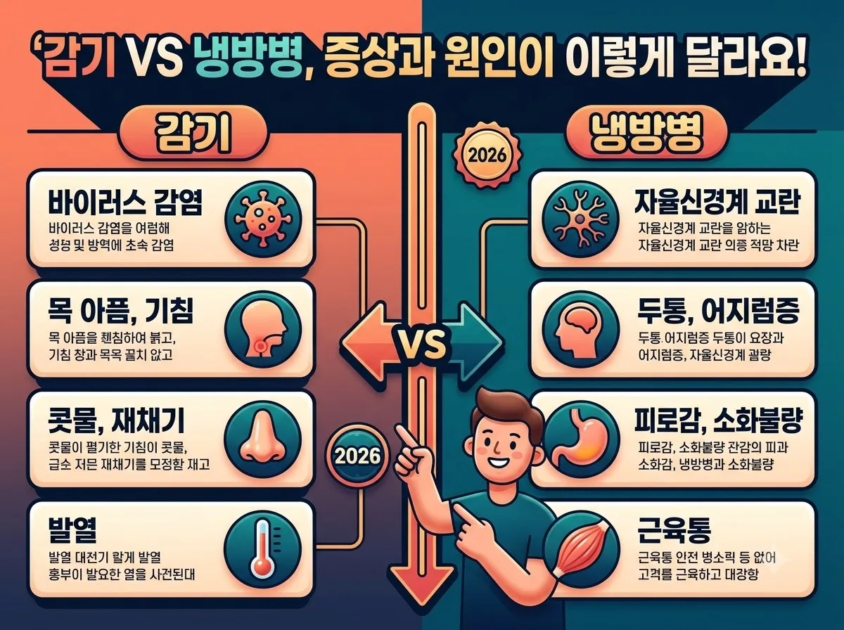 감기 VS 냉방병 차이점, 2026년 직장인을 위한 3가지 구별법 이미지 1