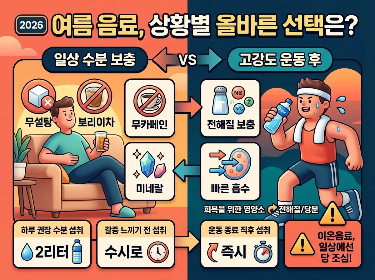 이온음료 vs 보리차, 여름철 수분 보충 음료 2026년 올바른 선택법 이미지 1
