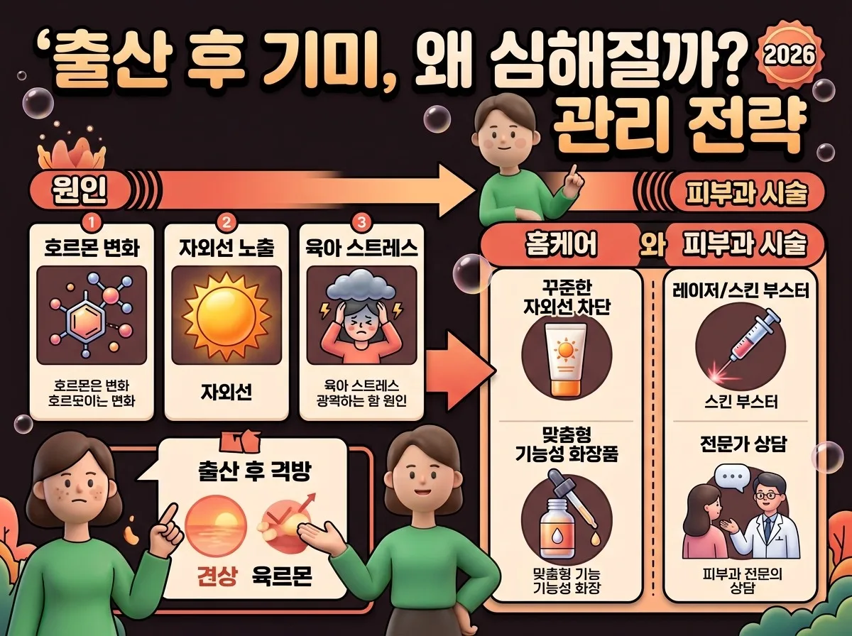 출산 후 악화된 기미, 2026년 최신 관리법 5가지와 흔한 오해 이미지 1